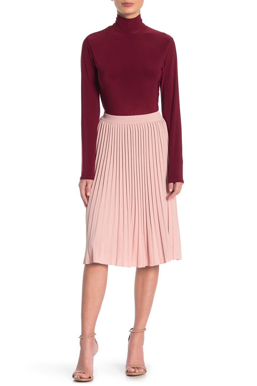 T Tahari Pleated Midi Skirt Nordstrom Rack