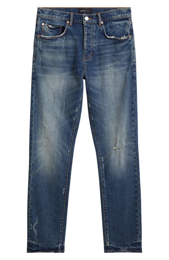 Shop Purple Brand Distressed Straight Leg Jeans In Mid Indigo