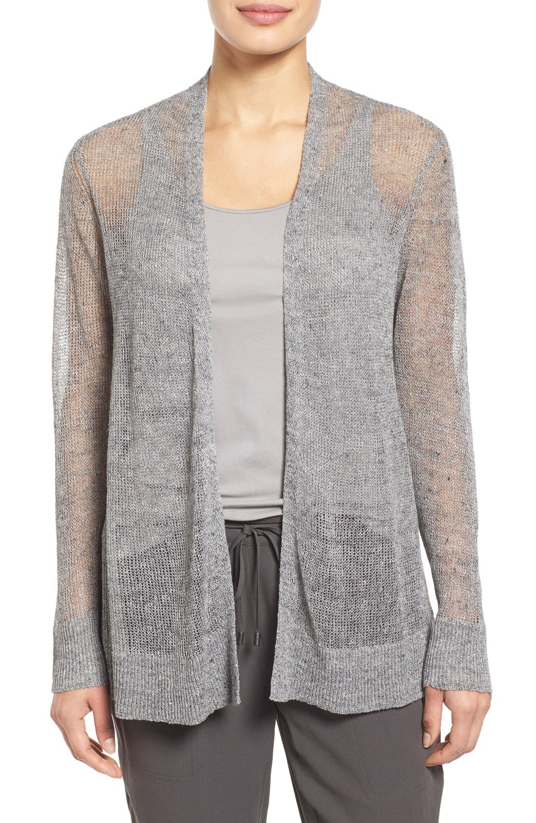 Eileen Fisher Sheer Linen & Cotton Straight Cardigan Nordstrom