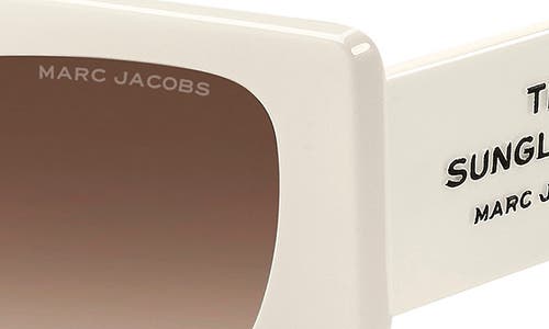 Marc Jacobs 53mm Gradient Rectangular Sunglasses In Ivory/brown Sf