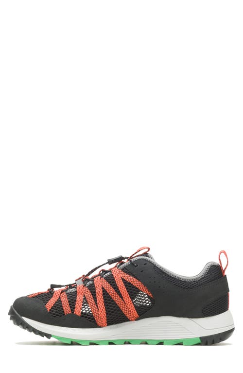 Shop Merrell Wildwood Aerosport Trail Running Shoe In Black/tangerine
