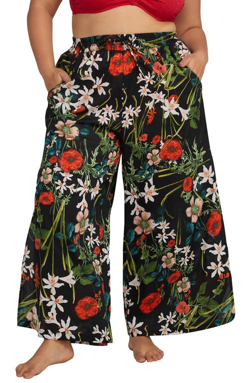 Grainger Floral Cover-Up Pants in Black