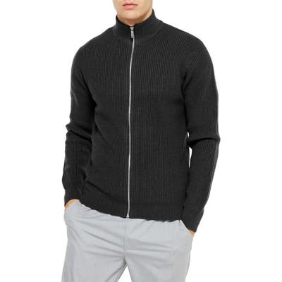 Topman Classic Fit Zip Sweater, Grey
