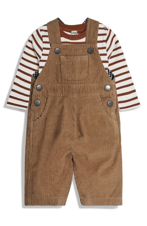 Shop Jojo Maman Bébé Jojo Maman Bebe Stripe Long Sleeve Cotton T-shirt & Corduroy Overalls Set In Stone