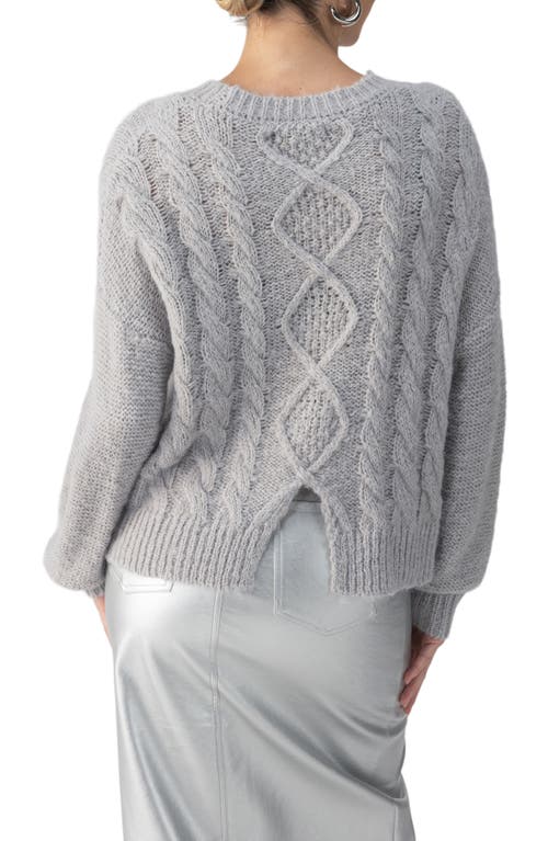 Shop Sanctuary Cozy Cable Stitch Crewneck Sweater In Heather Asphalt