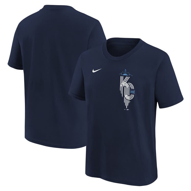 Nike Kids' Youth  Navy Kansas City Royals City Connect Wordmark T-shirt In Blue