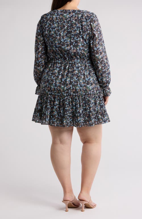 Joie Adanson Floral Long Sleeve Cotton Minidress In Navy Blazer Multi