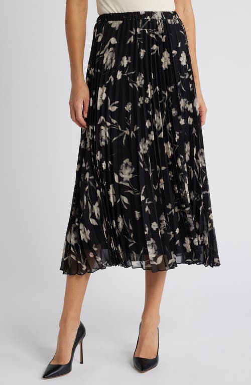 Anne Klein Pleated Pull-on Skirt In Anne Black Multi