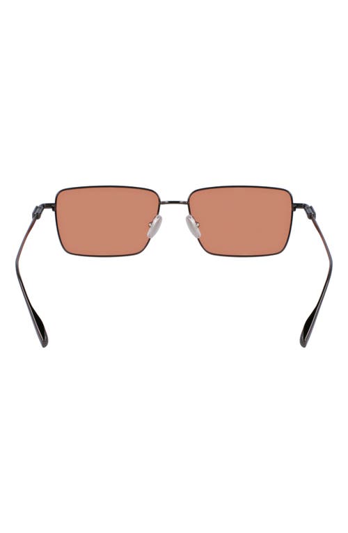 Ferragamo Gancini Evolution 57mm Rectangular Sunglasses In Dark Gun/orange