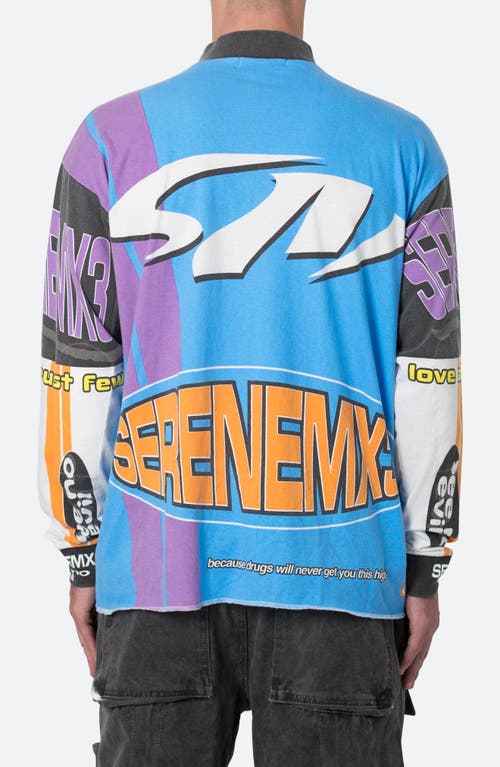 Mnml Motocross Mock Neck Long Sleeve Graphic T-shirt In Blue/multi