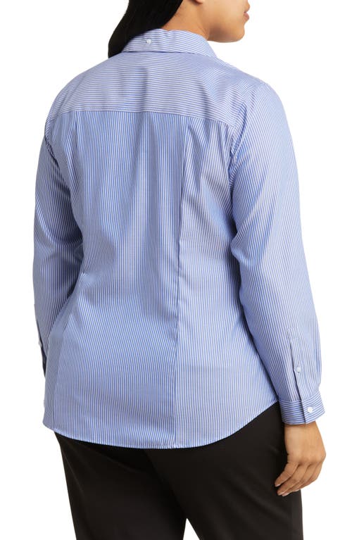 Jones New York Stripe Easy Care Shirt In Blue/white