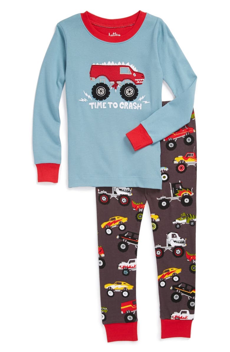 Hatley 'Monster Trucks' Two-Piece Fitted Pajamas (Toddler Boys) | Nordstrom