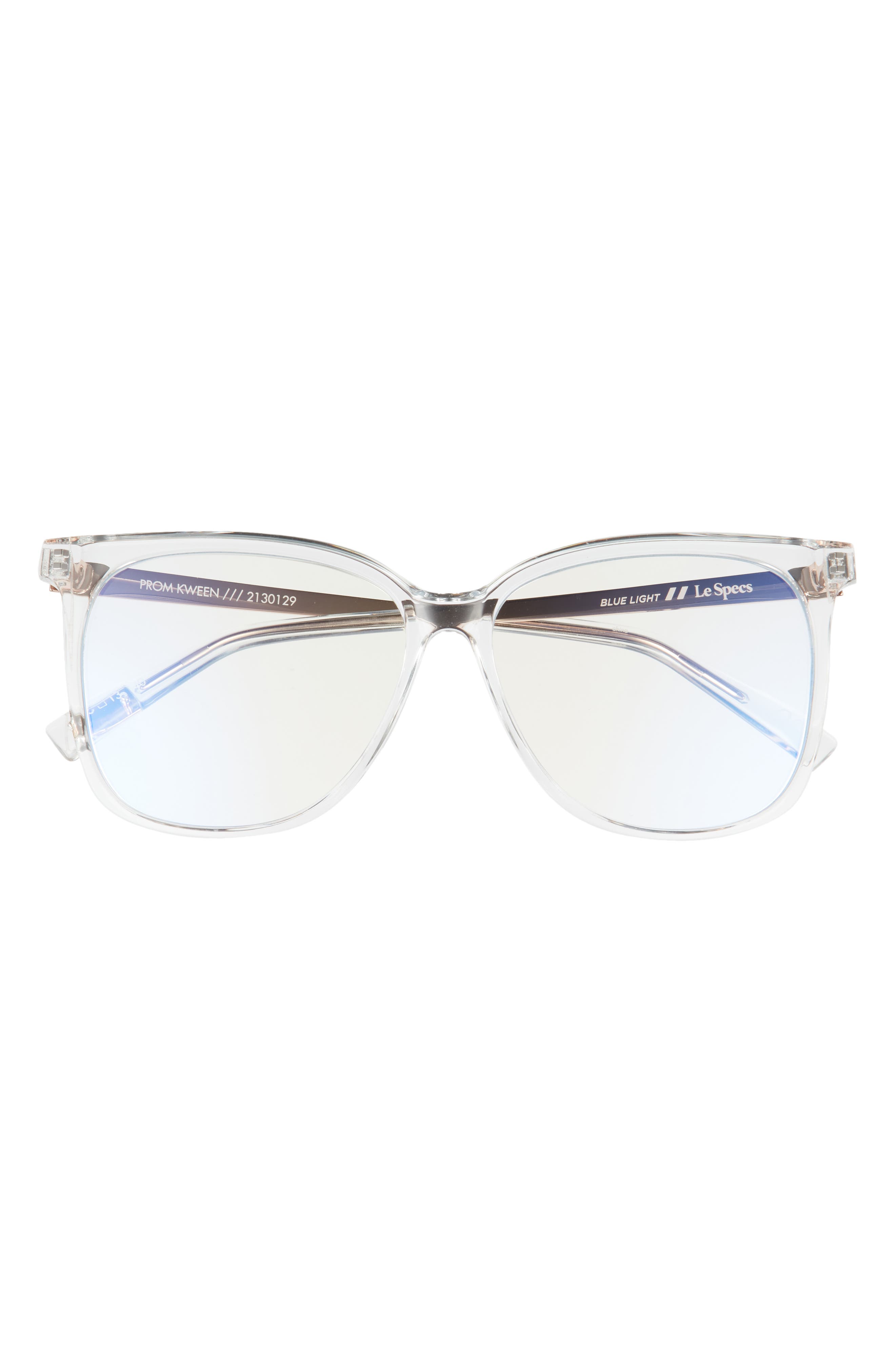 Le Specs Prom Kween 55mm Square Blue Light Blocking Glasses in Clear /Anti Blue Light at Nordstrom