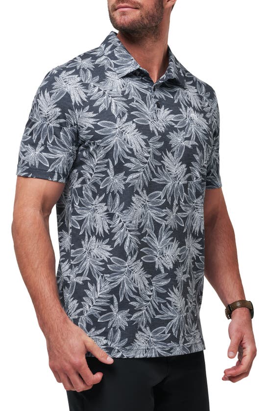 Shop Travismathew Sea Journey Leaf Print Stretch Polo In Total Eclipse