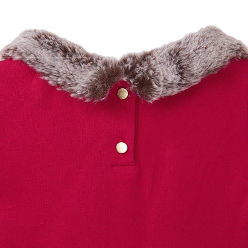 HOPE & HENRY HOPE & HENRY BABY GIRLS' FIT AND FLARE PONTE DRESS WITH FAUX FUR, INFANT 