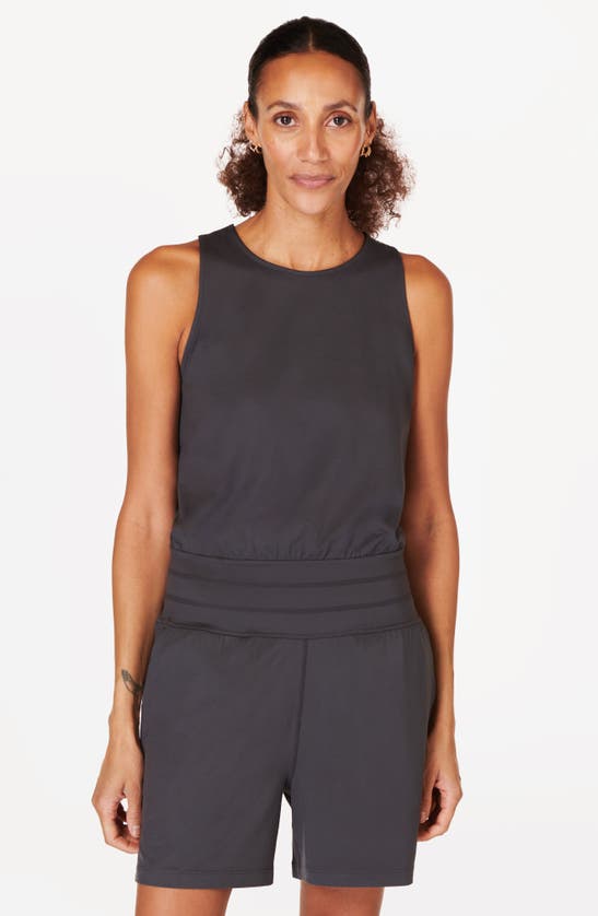 Shop Sweaty Betty Gaia Yoga Sleeveless Romper In Urban Grey