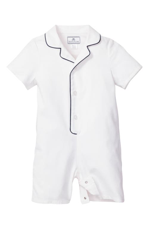 Petite Plume Button Front Romper White at Nordstrom,