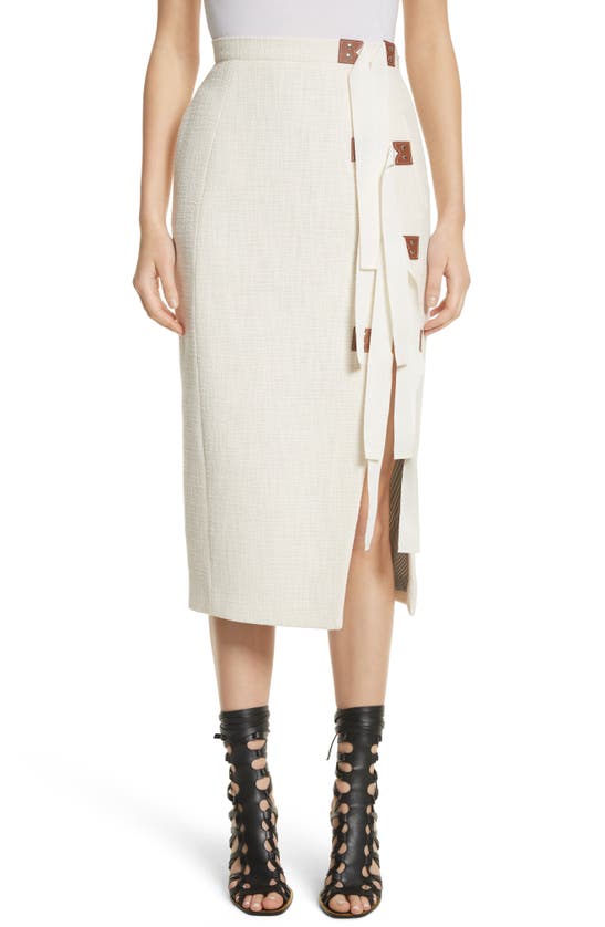 Altuzarra Ribbon Detail Tweed Pencil Skirt In Neutral