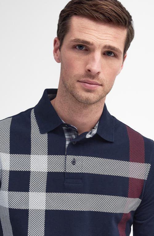 Shop Barbour Blaine Tartan Long Sleeve Polo In Dark Navy