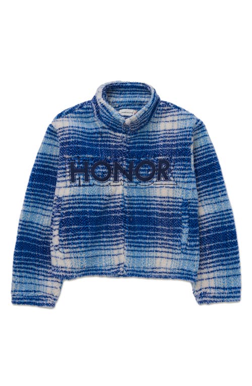 HONOR THE GIFT Robinson Plaid High Pile Fleece Jacket in Blue 