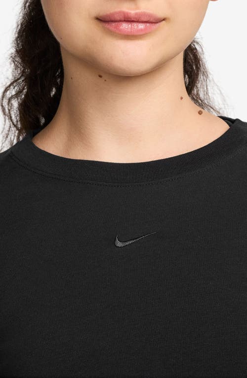 Shop Nike Sportswear Chill Knit Slim Long Sleeve Crop T-shirt In Black/black