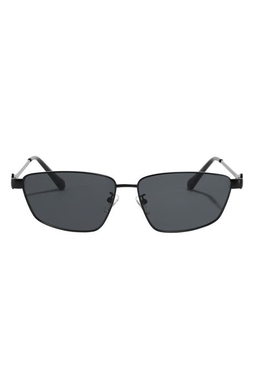 Cleo 60mm Polarized Geometric Sunglasses in Black/Black