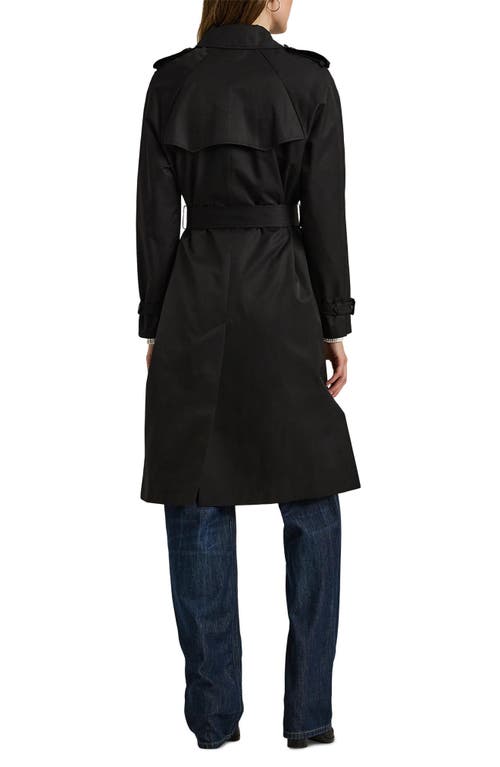 Shop Lauren Ralph Lauren Belted Water Resistant Trench Coat In Black