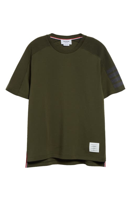 Shop Thom Browne Milano 4-bar Cotton T-shirt In Dark Green