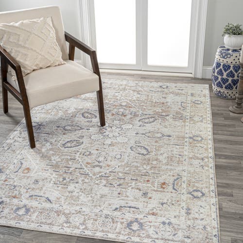 Jonathan Y Shaii Global Medallion Low-pile Machine-washable Area Rug In Light Gray/brown