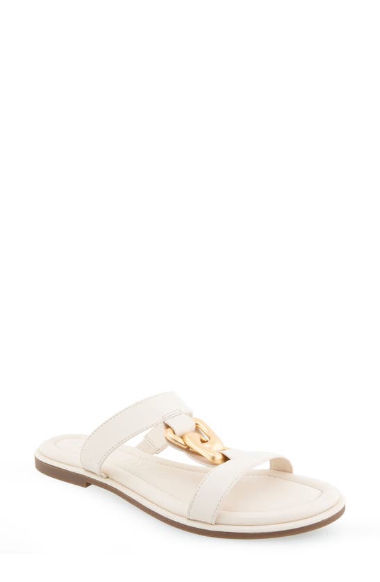 Shop Aerosoles Geraldine Chain Slide Sandal In Eggnog Pu Leather