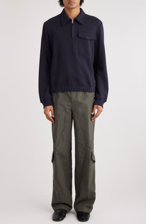 Shop Dries Van Noten Haswell Quarter Zip Pullover In Navy