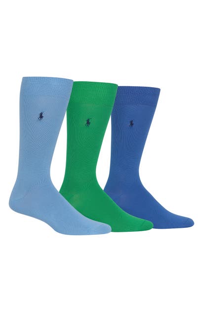 Polo Ralph Lauren Assorted 3-pack Supersoft Socks In Blue/ Green/ Navy