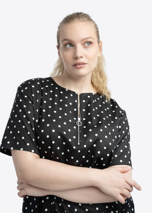 SEE ROSE GO SEE ROSE GO PLEATED TIMELESS DOT DRESS PLUS SIZE