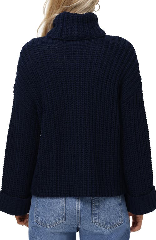 Shop 525 Vida Bell Sleeve Turtleneck Sweater In Dark Blue