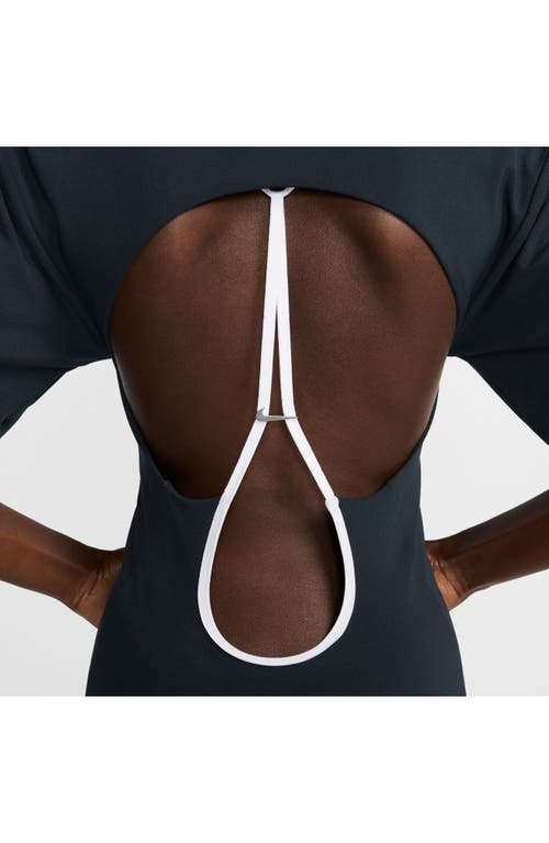 Shop Nike X Jacquemus Back Cutout Minidress In Dark Obsidian/white