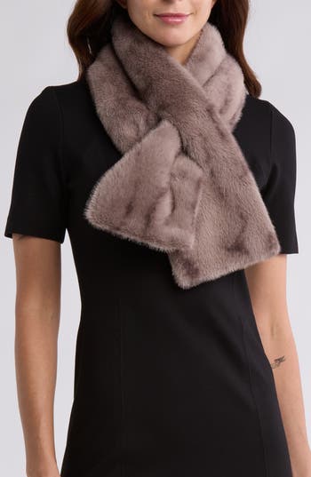 La Fiorentina Faux Fur Scarf In Brown