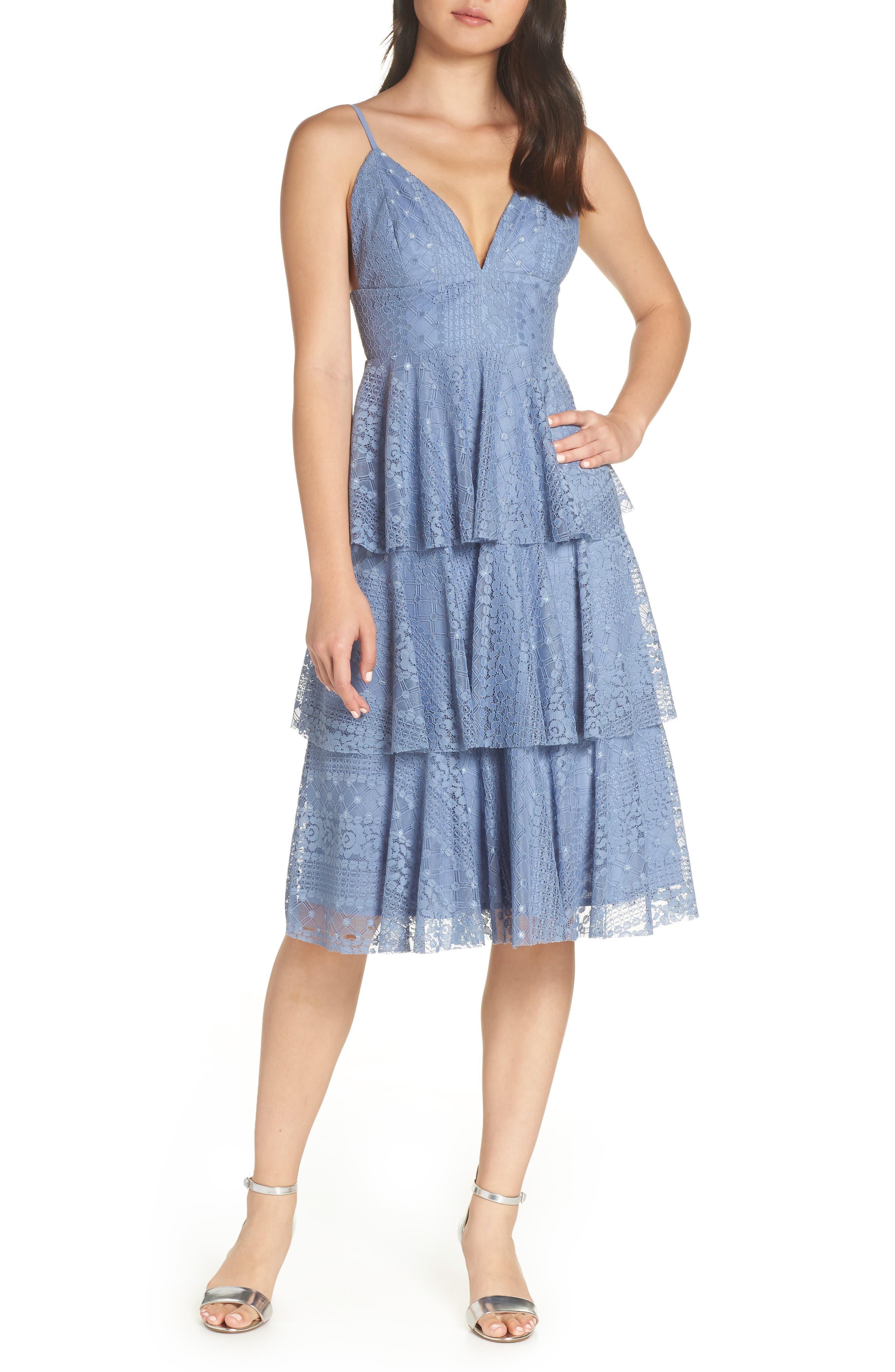 Lulus Endless Romance Tiered Lace Dress, Blue