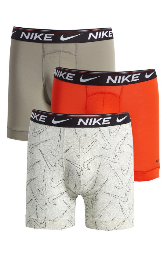 Shop Nike Dri-fit Ultra Comfort 3-pack Boxer Briefs In Nature Captured/ Red/ Stucco