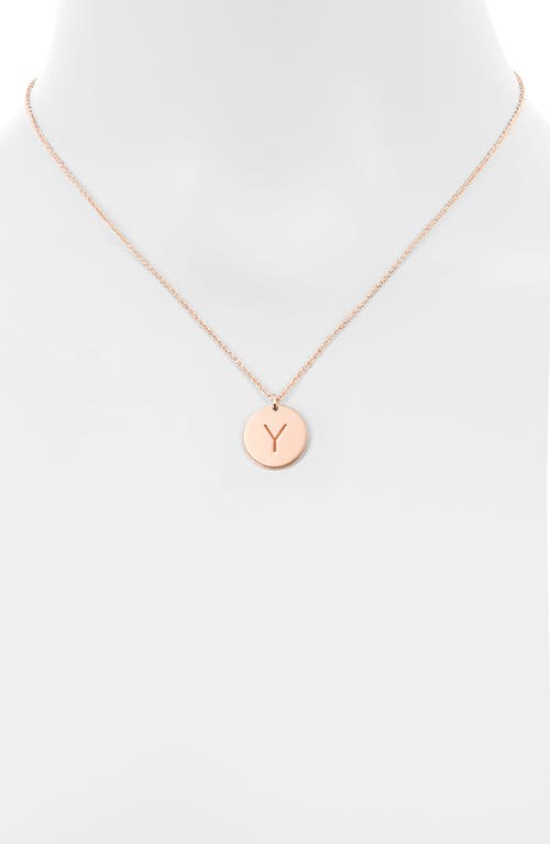 Meshmerise Initial Disc Pendant Necklace In Rose-y
