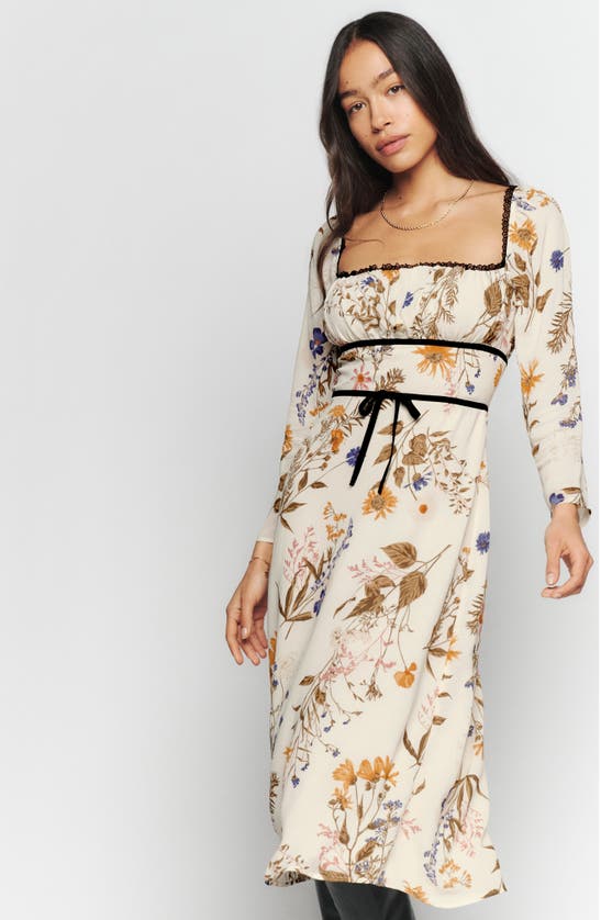 Reformation Pennie Floral Long Sleeve Midi Dress In Frolic ModeSens
