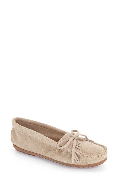 Minnetonka 'Kilty' Suede Moccasin Stone at Nordstrom,