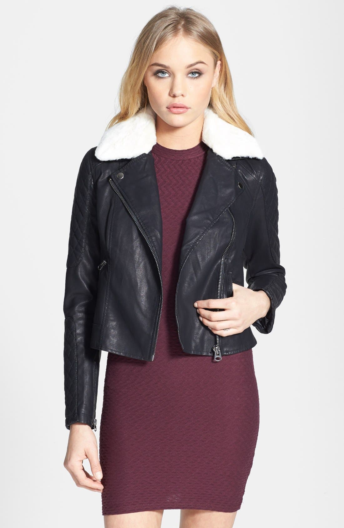 'Jenson' Faux Fur Collar Biker Jacket Nordstrom