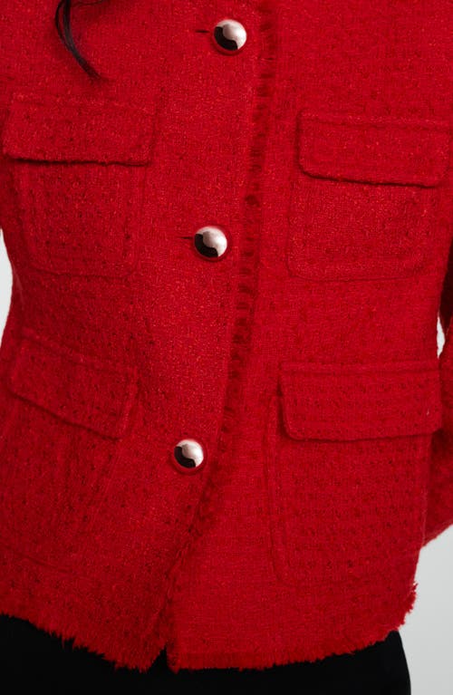 Shop Mango Pocket Tweed Jacket In Red