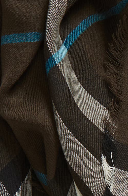 Shop Burberry Giant Check Fringe Wool Scarf In Snug