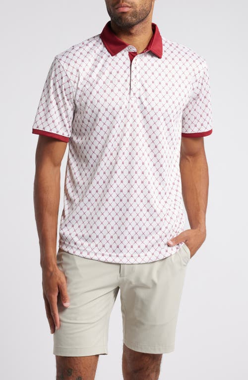 Shop Swannies Franklin Ball & Club Print Golf Polo In Maroon