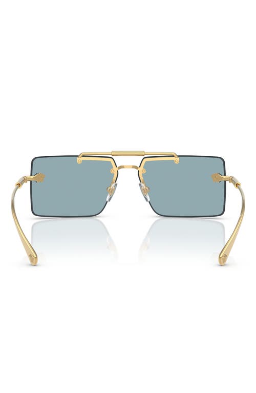 Shop Versace 60mm Rectangular Sunglasses In Blue Gold