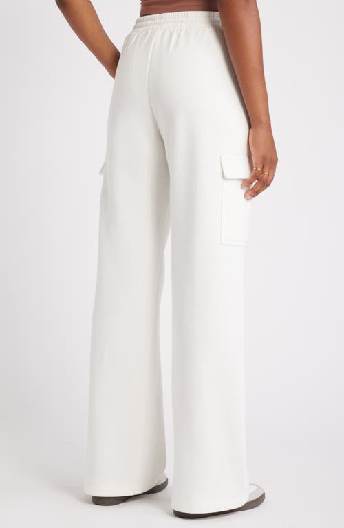 Shop Bp. Elastic Waist Wide Leg Fleece Cargo Pants In Ivory