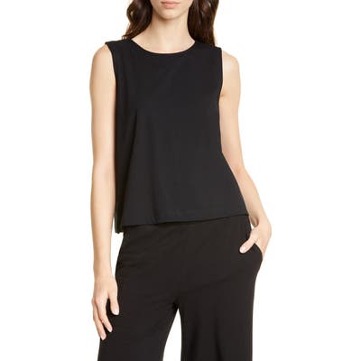 Eileen Fisher Stretch Cotton Shell, Black