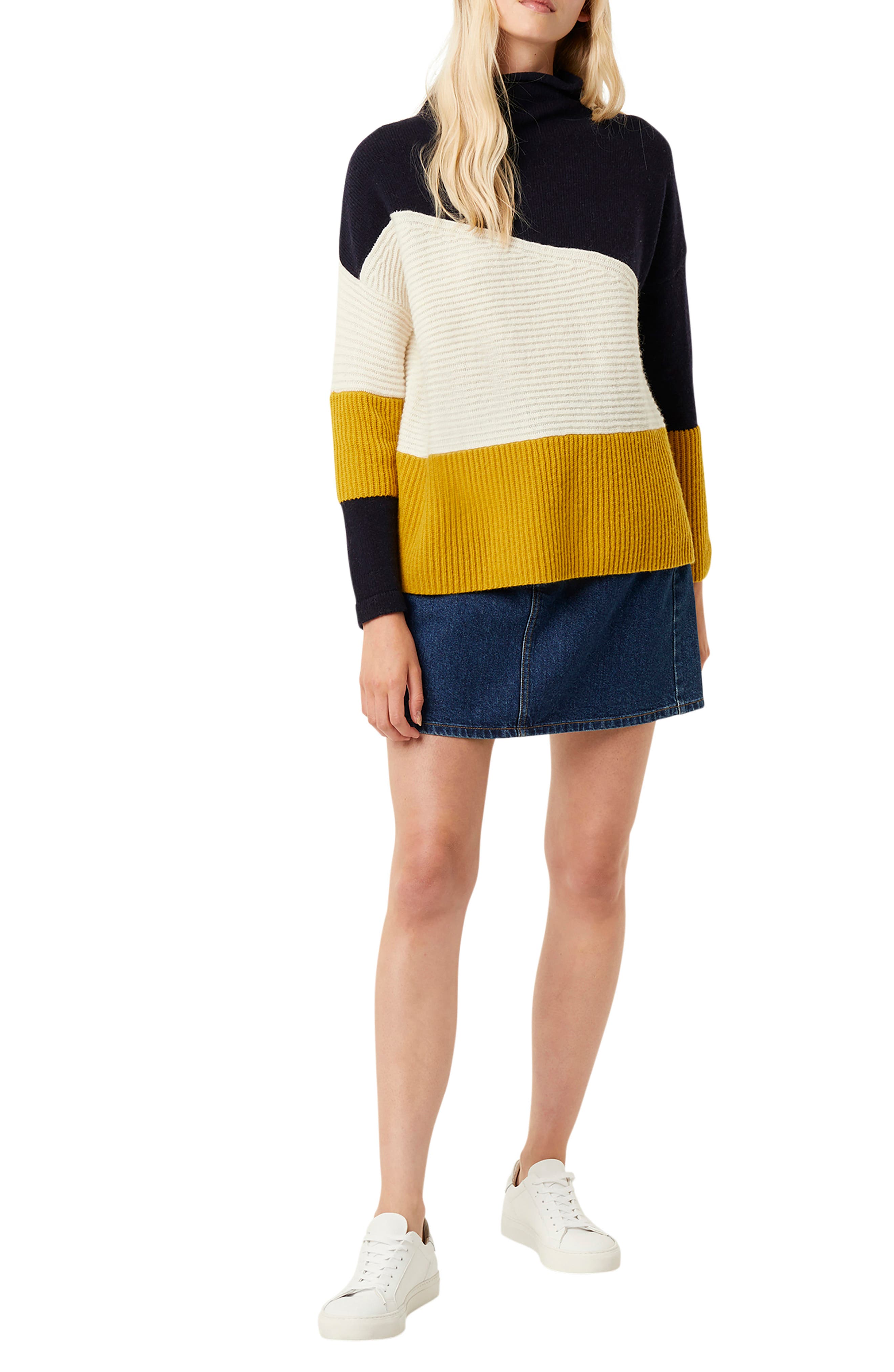 french connection patchwork mock neck sweater