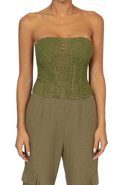 Jluxlabel Want It All Open Stitch Strapless Bustier Top In Green